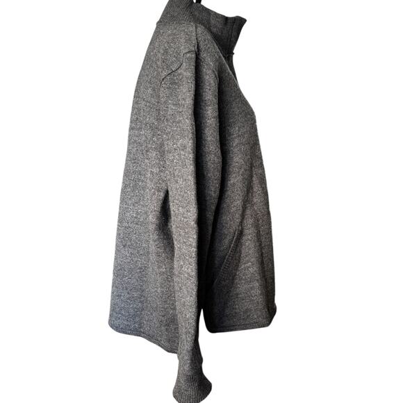 Eileen Fisher Jacket Womens Medium 100% Wool Gray Zip Up Ribbed Collar Sweater - Picture 7 of 11